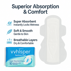 Nhà Máy Trực Tiếp OEM ODM Cao Thấm Dùng Một Lần Bông Cảm Giác Của Người Phụ Nữ Thoáng Khí Vệ Sinh Pad Ngày Sử Dụng Ban Đêm - Product Image 6