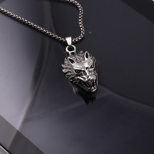 Vintage Stainless Chain Silver <strong>Wolf</strong> Pendant Alloy <strong>Necklace</strong> NA044 - Product Image 6