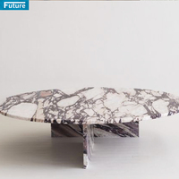 Nouvelle conception de table basse en marbre poli de luxe, table d'appoint de forme spéciale pour villa, salle à manger, salon, meubles