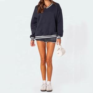 Personalizzare all'ingrosso la fabbrica di abbigliamento di vendita calda manica lunga maglione donna Oversize Casual Street Wear maglione con scollo a V <span class=keywords><strong>felpe</strong></span> - Product Image 4