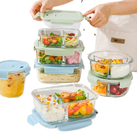 Ensemble de boîtes à lunch en verre transparent sans BPA de qualité supérieure pour l'école et le bureau, réutilisables, compatibles micro-ondes, avec couvercle anti-fuite