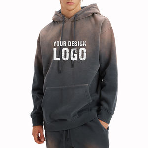 High Street Heavyweight Washed Distress Loose Men's Hoodie Autumn Winter Spray Dyed Gradient Color Oversized <b>Hoodies</b> For Men - Product Image 3