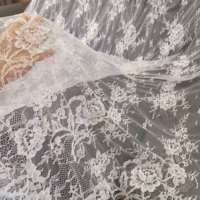 Dentelle de Mariée Classique Broderie Cordonnée Faite à la Main, Style Chantilly Français, Perles, 3 Mètres