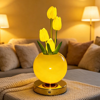 Lampe de nuit LED Tulip Planet, lampe d'ambiance de chevet, bouquet de fleurs artificielles, ornement de bureau pour la décoration de la chambre à coucher, cadeau