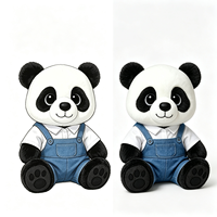 Peluche Panda Personnalisée avec Chemise Blanche et Salopette en Jean – Adorable Animal en Peluche Panda, Souvenir Doux et Mignon