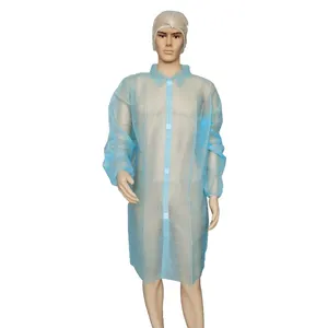 Industrial visit gown general purpose light duty PP lab coat non-woven polypropylene disposable smocks for workers