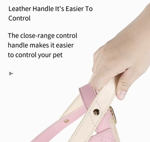 Nuevo conjunto de pecho y espalda de cuero de lujo para mascotas con función de ruptura Esquema de color rosa para entrenamiento y viaje diario de perros pequeños - Product Image 5