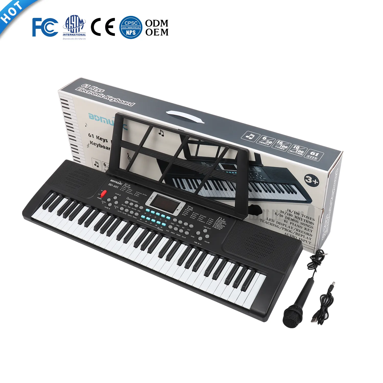 BD Music 61Key Multi-Functional Piano Keyboard Teclados Musicales Instrument Electronic Keyboard Organ Keyboard For Sale