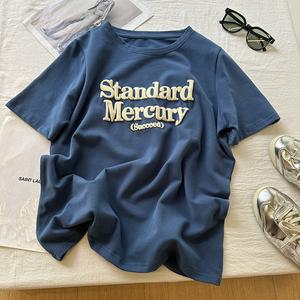 เสื้อยืดคอตตอนโอเวอร์ไซส์พิมพ์ลายเมอร์คิวรี่ฟอยล์มาตรฐานสำหรับผู้ชาย แขนสั้น คอกลม ระบายอากาศได้ดี ทรงพอดีตัว - Product Image 3