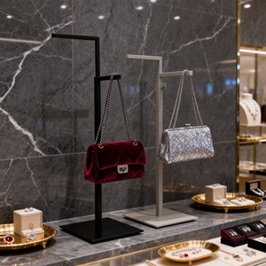 Custom Modern Adjustable Height Stainless Steel Removable Necklace Silk Scarf Handbag Display Stand Hanging Bag <b>Holder</b> - Product Image 1