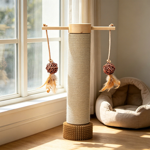 Arredamento per Animali Domestici da Interno, Resistente Tiragraffi per Gatti in Sisal con Giocattoli a Piuma Sospesi per Soggiorno e Camera da Letto - Product Image 2