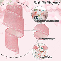 Ruban en tissu à bordure filée OKAY, motif fleurs rouges personnalisées, 2,5 pouces, à carreaux Buffalo, pour nœuds décoratifs floraux printemps-été
