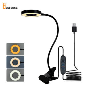Mini lámpara de escritorio negra de ganso largo con diseño de Metal con abrazadera, luz de libro de belleza portátil con 3 colores, 10 brillos para interiores - Product Image 1