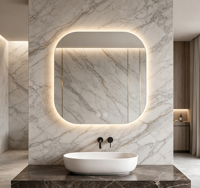 Miroir de salle de bain LED rétroéclairé carré arrondi, anti-buée, à commande tactile, miroir de vanité intelligent, miroir mural pour hôtel et maison