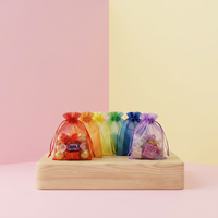 Sacs en tulle métallisé brillant en polyester de haute qualité personnalisés en gros avec cordon de serrage pour bijoux et présentoirs cadeaux en organza