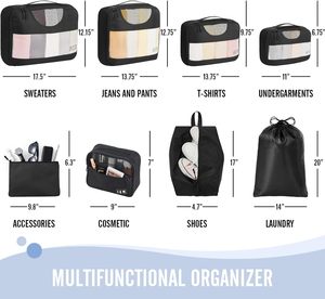 Sacs de voyage pour bagages, ensemble de 8 cubes de rangement, sacs de rangement pour bagages de voyage avec sac à linge, ensemble de 8 pièces pour le rangement en voyage - Product Image 5