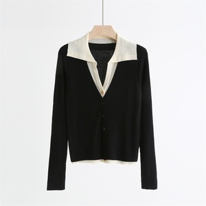 Ropa de diseñador con cuello vuelto Tops coreanos 18GG <span class=keywords><strong>Biella</strong></span> Yarn elegante Oficina delgada Cachemira cárdigan suéter de punto mujeres Tops - Product Image 5
