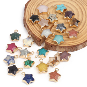 Großhandel 13x16mm Natürlicher Edelstein Kristall Sternförmiger Anhänger mit Goldrand für Halskette Armband DIY Herstellung - Product Image 4