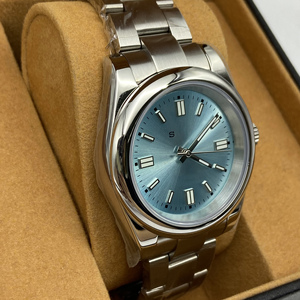Sky Blue Dial Men's <b>Automatic</b> Mechanical Watch with Fair Skin Tone NH35 Movement Waterproof Business <b>Wristwatch</b> - Product Image 3