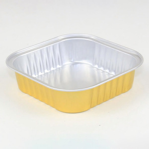 180ml có thể tái chế vàng dùng một lần cấp thực phẩm Takeaway bột giấy vuông đúc PP nhôm lá bánh <span class=keywords><strong>container</strong></span> với nắp lá - Product Image 1