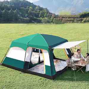 House Shaped Oxford Fabric 2 Bedrooms 1 Living Room Large Luxury Family 2-4 Person Four-Season <b>Waterproof</b> Portable Camping <b>Tent</b> - Product Image 1