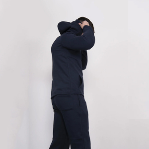 Survêtement décontracté pour homme, en mélange polyester/coton, à capuche, taille élastique, poches latérales, séchage rapide, respirant, directement de l'usine - Product Image 5