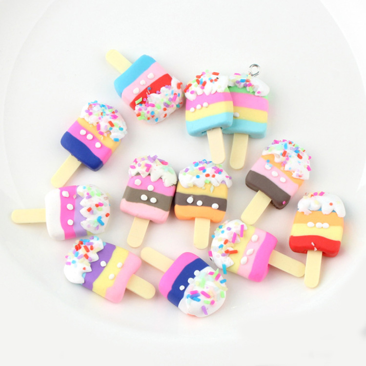 Симпатичные Детские Кабошоны Flatback, Набор для творчества, аксессуары, полимерная глина, мороженое, дизайнерские Кабошоны flatback, полимерная глина