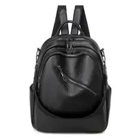 Mini mochila de viaje de cuero negro para mujer, a la moda, 2022