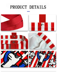 Custom All Over Print Striped <b>Tote</b> Bag Heavy Duty Striped Canvas Shopping Bag with Jacquard Handle Nautical Beach Bag - Product Image 3