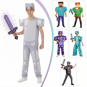 Disfraz de Minecraft para Niños, Armadura de Hierro Estilo Pixel, Conjunto para Fiesta de Halloween, Disfraz para Actuación, Talla M para Niños - Product Image 1