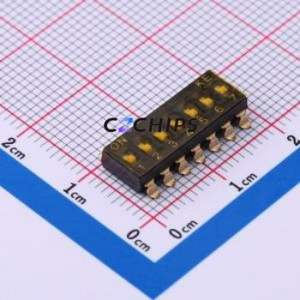 DSIC07TSGER DIP Switch SMD-14P,6x17.8mm Switch Flat Toggle, Groove Type Single Pole Single Throw 7 Gull Wing Type - Product Image 1