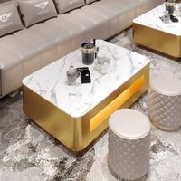 Nouvelle conception MINGMENG Table basse de bar moderne en métal avec éclairage LED intégré, mobilier hôtelier commercial écologique