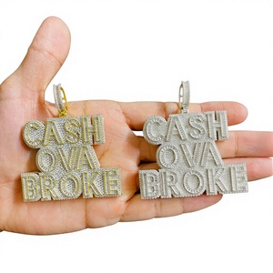 Cash Ova Broke Moissanite Pendant 925 Silver Themed <b>Charm</b> Hiphop Style Unisex Everyday Wear - Product Image 1