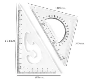 مجموعة مكونة من مسطرة مثلثة, مسطرة هندسية مثلثة ، مقاس رسم ، متخرجين ، مقاس 30/60 و 45/90 ، مجموعة مكونة من 2 مسطرة مثلثة