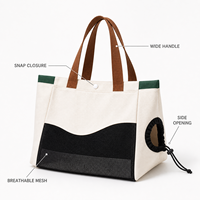 Sac de transport en tissu élégant, léger et portable pour chats et chiens ; un sac à main chic et minimaliste avec fermeture à bouton.
