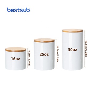 BestSub-contenedores de cerámica para alimentos personalizados, frascos de almacenamiento con tapa de bambú, 16oz, 25oz, 30oz, para <span class=keywords><strong>cocina</strong></span>, por sublimación - Product Image 2