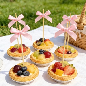 Fabric Bow Cake Skewer 20 Disposable Fruit Skewers For Birthday Dessert Table Decoration - Product Image 1