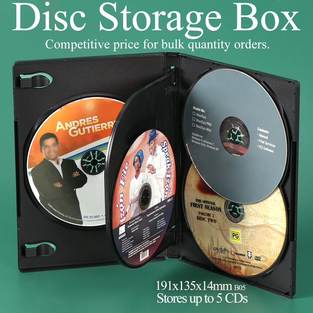 SUNSHING Manufacturer Plastic Disc Storage Box CD Movie Game Case Double CD DVD Case Black Disc DVD Cases with Flip Trays