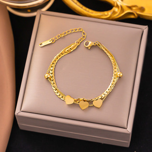 Vòng tay thép titan thời trang mạ vàng 18K, mặt số La Mã hình trái tim, đầu nữ hoàng - Product Image 2