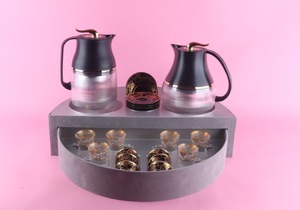 Ready Ship Stock ArabicStyle 1.0L+1.0L FLASK75ML Cawa Cup 120ML Glass Cup Arabic Vacuum Flask <strong>Arabian</strong> <strong>Tea</strong> Coffee Pot <strong>Sets</strong> - Product Image 2