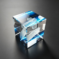 Neelpure 186271 Bloc de cristal transparent à motif personnalisé, gravé au laser, pour souvenir d'entreprise