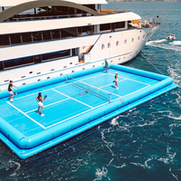 Terrain de pickleball gonflable commercial flottant sur l'eau, plateforme de sport aquatique, terrain de pickleball gonflable flottant