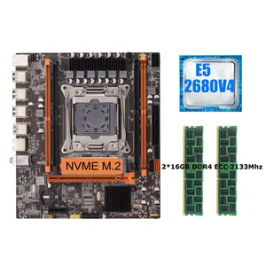 X99 LGA 2011-3 motherboard kit xeon x99 E5 2680 V4 CPU 2pcs 16GB 2133MHz DDR4 memory placa x99