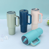Vaso Térmico de Acero Inoxidable de Doble Pared con Aislamiento al Vacío de 40 oz, con Asa y Pajita Abatible, Libre de BPA, a Prueba de Fugas, con Logotipo Personalizado