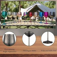 Verres à vin noirs de 500 ml en acier inoxydable de qualité alimentaire, incassables, avec pointe martelée classique, lot de 2/4 pièces pour usage quotidien