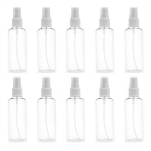 10 botellas pulverizadoras de plástico transparente de 100 ml con tapa blanca para uso cosmético en viajes - Product Image 1