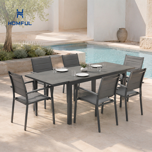 <span class=keywords><strong>Tavolo</strong></span> da Pranzo Estensibile in Alluminio HOMFUL con Piano DPC Resistente alle Intemperie per Esterni, da 6-10 Posti - Product Image 1