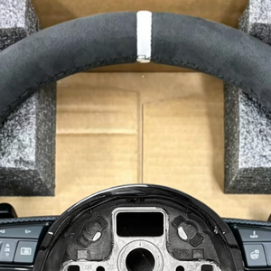 Volante Deportivo Personalizado Tipo D en Alcántara con Calefacción para <span class=keywords><strong>Audi</strong></span> A4 B8 A6 C7 TT SQ3 Q8 RS5 RS6, Accesorios Interiores para Automóviles - Product Image 4