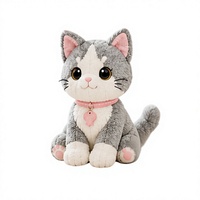 Peluche chat gris personnalisée, mignonne et tendance, fabriquée avec une technique de broderie et un tissu doux, poupée en peluche exclusive personnalisée