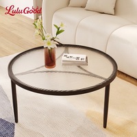 Table basse de style nordique avec structure métallique et plateau en verre trempé pour petit appartement, balcon, salon